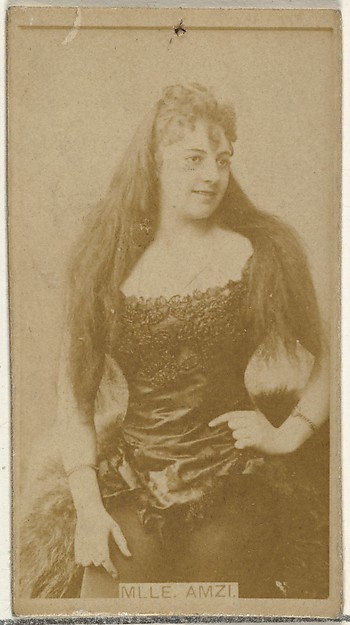 Mlle. Amzi, from the Actors and Actresses series (N145-8) issued by Duke Sons & Co. to promote Duke Cigarettes