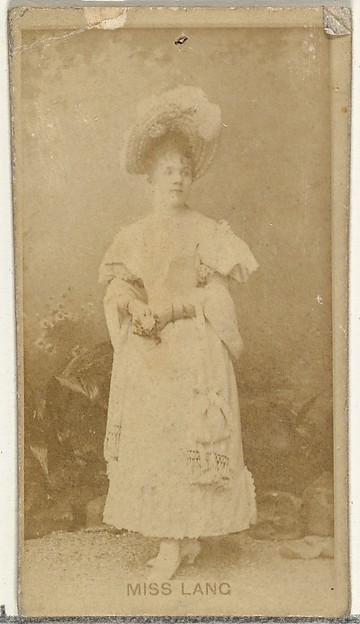 Miss Lang, from the Actors and Actresses series (N145-8) issued by Duke Sons & Co. to promote Duke Cigarettes