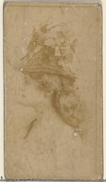 [Actress in profile wearing hat decorated with natural elements], from the Actors and Actresses series (N145-8) issued by Duke Sons & Co. to promote Duke Cigarettes