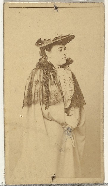 [Actress wearing cloak with lace details], from the Actors and Actresses series (N145-8) issued by Duke Sons & Co. to promote Duke Cigarettes