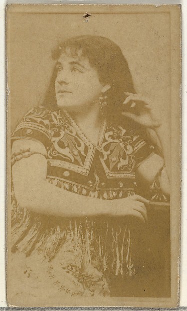 [Actress wearing patterned bodice], from the Actors and Actresses series (N145-8) issued by Duke Sons & Co. to promote Duke Cigarettes