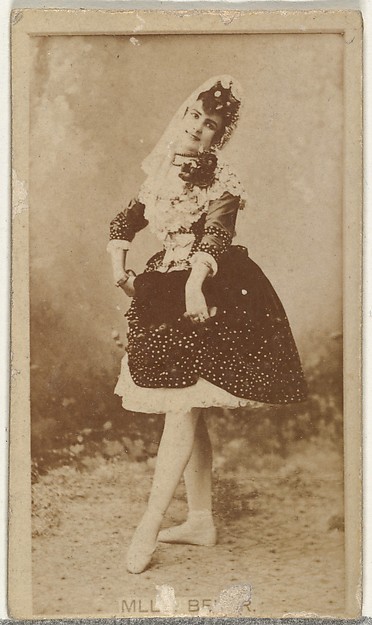 [Dancer holding up hem of skirt], from the Actors and Actresses series (N145-8) issued by Duke Sons & Co. to promote Duke Cigarettes