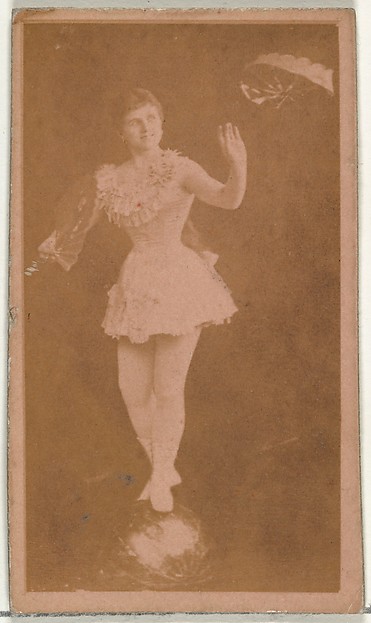 [Actress balancing on ball while holding fan], from the Actors and Actresses series (N145-8) issued by Duke Sons & Co. to promote Duke Cigarettes