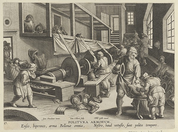 New Inventions of Modern Times [Nova Reperta], The Invention of the Polishing of Armor, plate 17