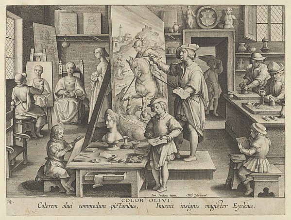 New Inventions of Modern Times [Nova Reperta], The Invention of Oil Painting, plate 14