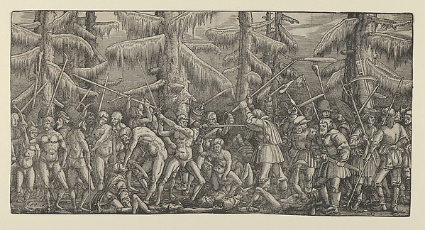 Battle Between Peasants and Naked Men in a Forest by Master NH, The Metropolitan Museum of Art