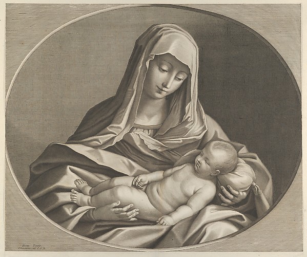 The Virgin holding the sleeping infant Christ on her lap, after Reni by Anonymous
