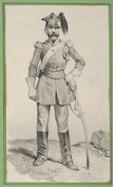 Standing soldier with his hand on the helm of his sword