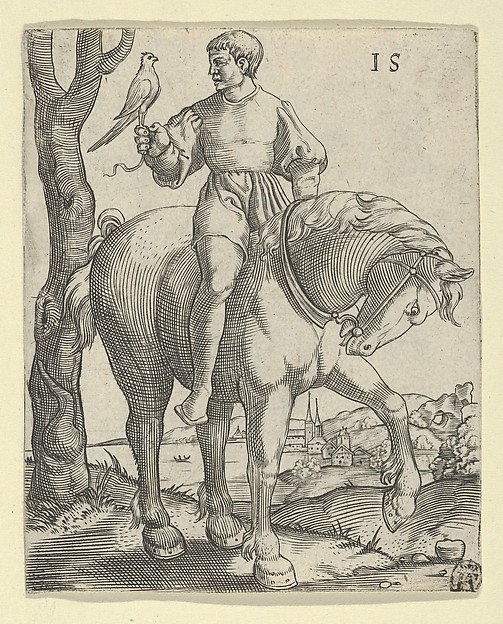 Man on Horseback holding a Falcon