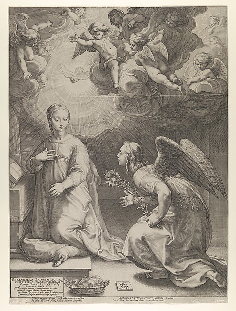 Annunciation, from "The Birth and Early Life of Christ" by Hendrick Goltzius