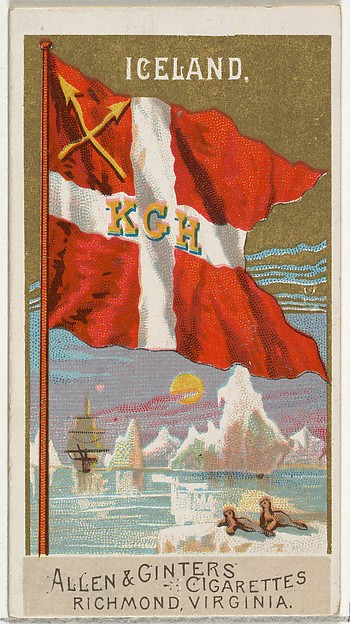Iceland, from Flags of All Nations, Series 2 (N10) for Allen & Ginter Cigarettes Brands by Allen & Ginter, The Metropolitan Museum of Art