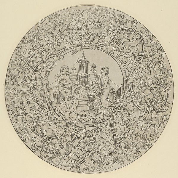 Garden of Love, Within Large Ornamented Circular Frame