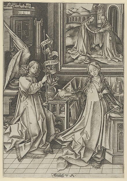 The Annunciation, from "The Life of the Virgin" by Israhel van Meckenem