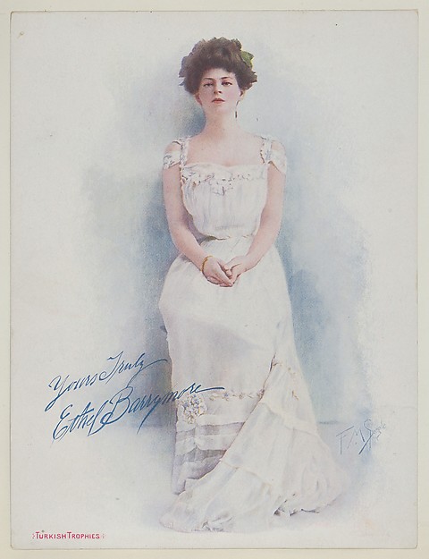 Ethel Barrymore, from the Actresses series (T1), distributed by the American Tobacco Co. to promote Turkish Trophies Cigarettes by Frederick Moladore Spiegle, The Metropolitan Museum of Art