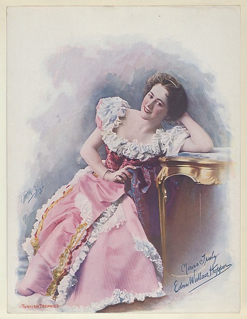 Edna Wallace Hopper, from the Actresses series (T1), distributed by the American Tobacco Co. to promote Turkish Trophies Cigarettes by Frederick Moladore Spiegle, The Metropolitan Museum of Art