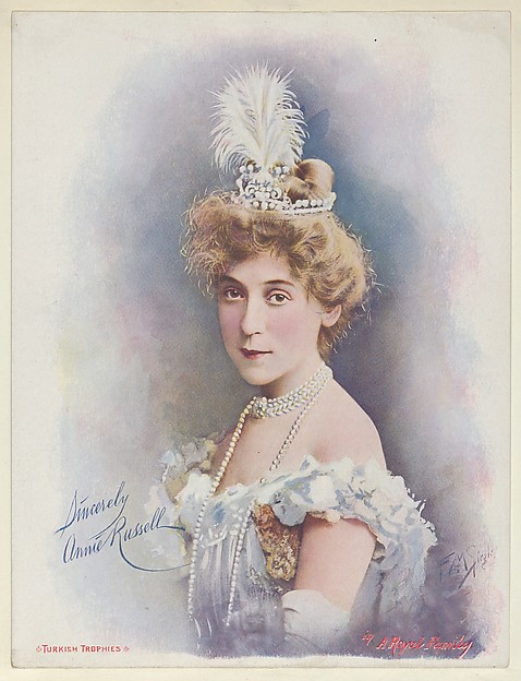 Annie Russell in A Royal Family, from the Actresses series (T1), distributed by the American Tobacco Co. to promote Turkish Trophies Cigarettes by Frederick Moladore Spiegle, The Metropolitan Museum of Art