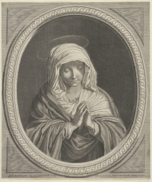 The Virgin in prayer in an oval frame, after Reni by Anonymous