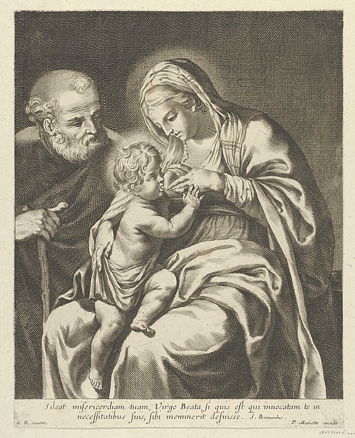 The Virgin nursing the infant Christ, Joseph at left, after Reni by Anonymous
