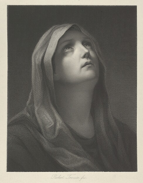 Head of the Virgin looking up to the right, after Reni by Robert Trossin