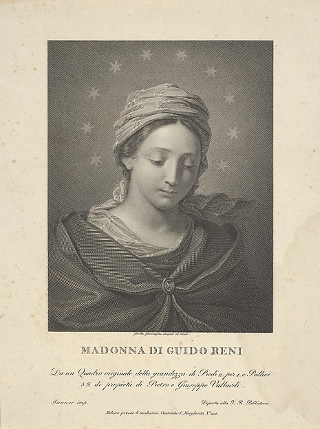 The Virgin in half length looking down, ten stars surrounding her head, after Reni by Giovita Garavaglia