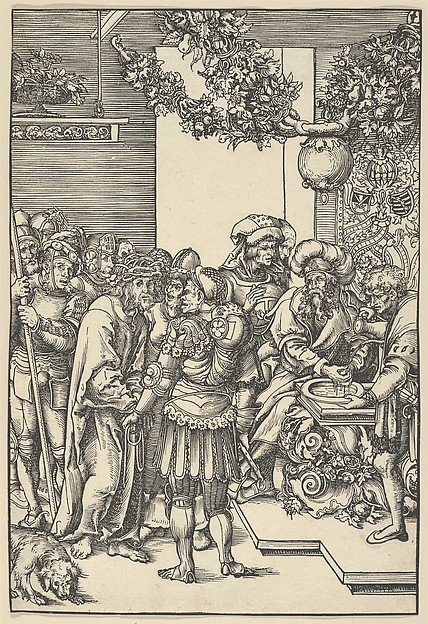 Pilate washing his hands, from The Passion by Lucas Cranach the Elder