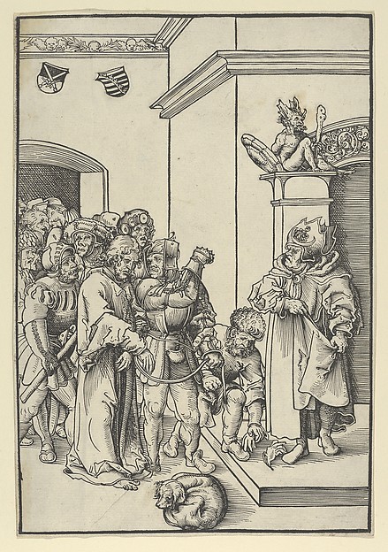 Christ before Caiphas, from "The Passion" by Lucas Cranach the Elder