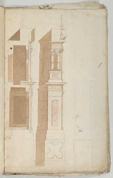 Side view of an Altar with Red Marble to be set against a Wall