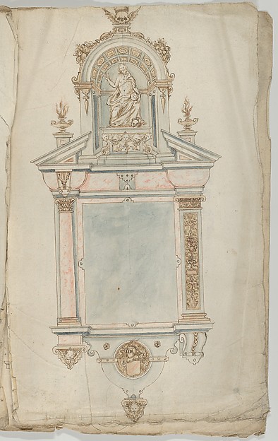 Design for a Wall Tomb with a Variant and a Statue of Christ as Salvator Mundi by Anonymous, Flemish