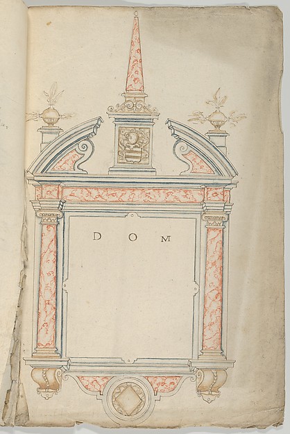 Design for an Epitaph in Red Marble, surmounted by an Obelisk