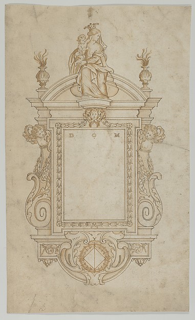 Design for an Epitaph surmounted by a Statue of the Virgin and Child by Anonymous, Flemish