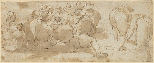 Group of Laborers in a Field (recto); Angel Appearing to a Kneeling Saint (verso)