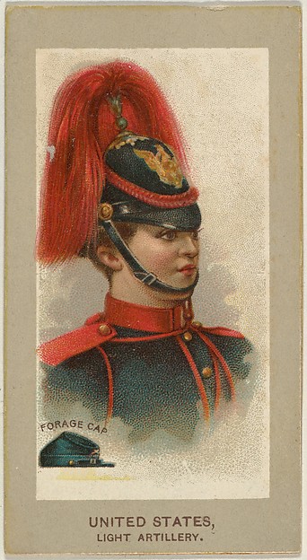 Forage Cap, Light Artillery, United States, from the Military Uniforms series (T182) issued by Abdul Cigarettes by Abdul Cigarettes, The Metropolitan Museum of Art