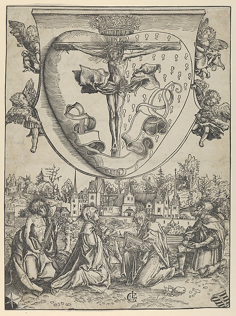 Four Saints Adoring Christ Crucified on the Sacred Heart by Lucas Cranach the Elder