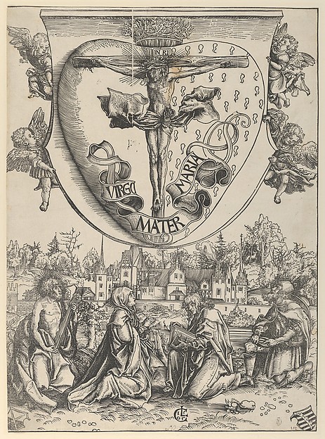 Four Saints Adoring Christ Crucified on the Sacred Heart by Lucas Cranach the Elder