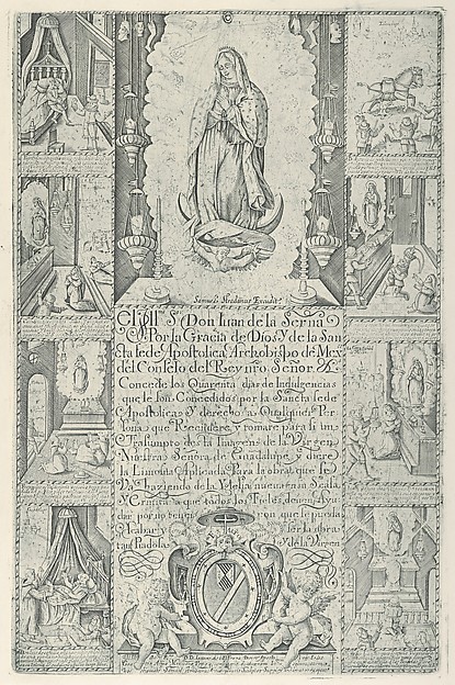 Indulgence for donation of alms towards the building of a Church to the Virgin of Guadalupe (modern facsimile impression)