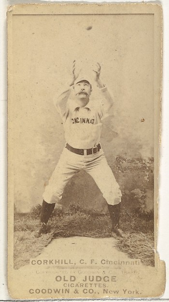 John Stewart "Pop" Corkhill, Center Field, Cincinnati, from the Old Judge series (N172) for Old Judge Cigarettes