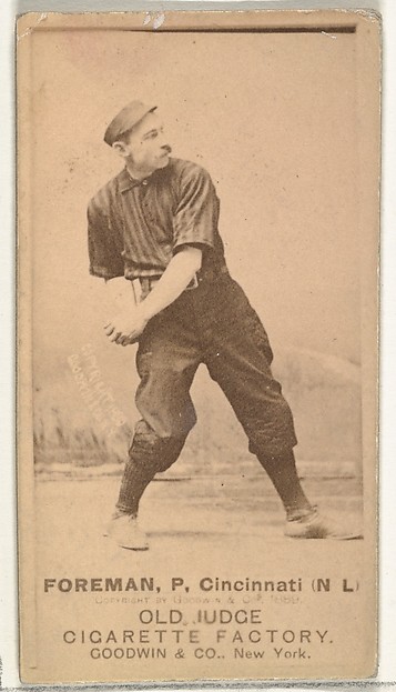 Francis Isaiah "Monkey" Foreman, Pitcher, Cincinnati, from the Old Judge series (N172) for Old Judge Cigarettes