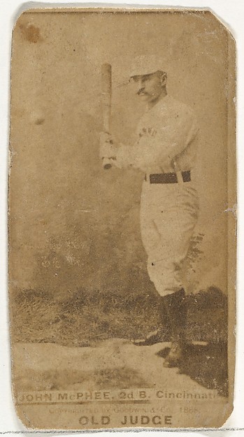 John Alexander "Bid" McPhee, 2nd Base, Cincinnati, from the Old Judge series (N172) for Old Judge Cigarettes