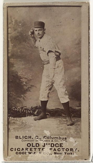 Edwin Forrest "Ned" Bligh, Catcher, Cleveland, from the Old Judge series (N172) for Old Judge Cigarettes