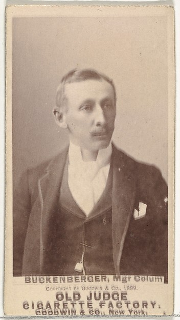 Albert C. "Al" Buckenberger, Manager, Cleveland, from the Old Judge series (N172) for Old Judge Cigarettes