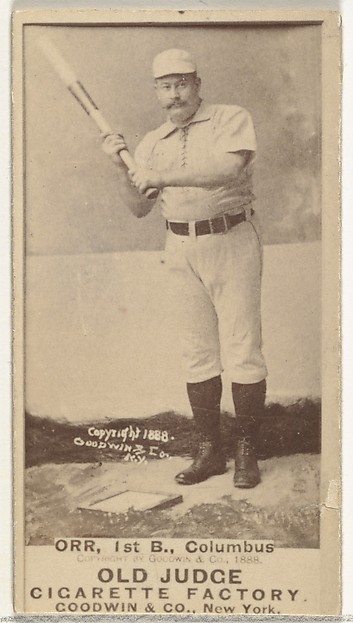 David L. "Dave" Orr, 1st Base, Cleveland, from the Old Judge series (N172) for Old Judge Cigarettes