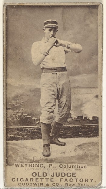 John Weyhing, Pitcher, Cleveland, from the Old Judge series (N172) for Old Judge Cigarettes