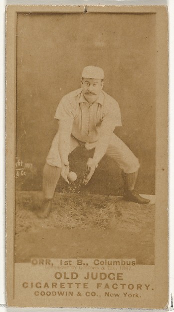 David L. "Dave" Orr, 1st Base, Cleveland, from the Old Judge series (N172) for Old Judge Cigarettes