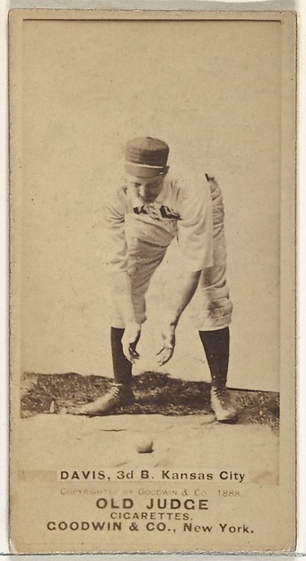 James J. "Jumbo" Davis, 3rd Base, Kansas City Cowboys, from the Old Judge series (N172) for Old Judge Cigarettes