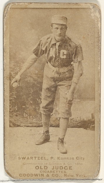 Parke B. Swartzel, Pitcher, Kansas City Cowboys, from the Old Judge series (N172) for Old Judge Cigarettes