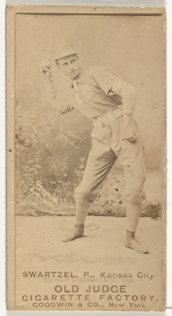 Parke B. Swartzel, Pitcher, Kansas City Cowboys, from the Old Judge series (N172) for Old Judge Cigarettes