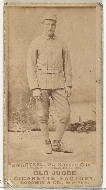 Parke B. Swartzel, Pitcher, Kansas City Cowboys, from the Old Judge series (N172) for Old Judge Cigarettes