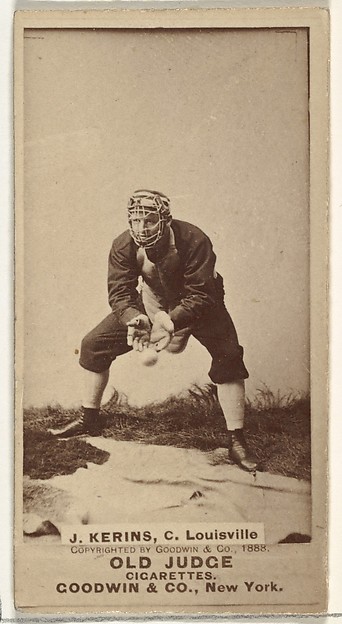 John Nelson Kerins, Catcher, Louisville Colonels, from the Old Judge series (N172) for Old Judge Cigarettes