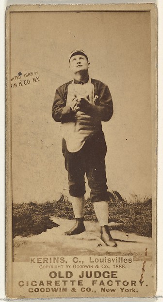 John Nelson Kerins, Catcher, Louisville Colonels, from the Old Judge series (N172) for Old Judge Cigarettes