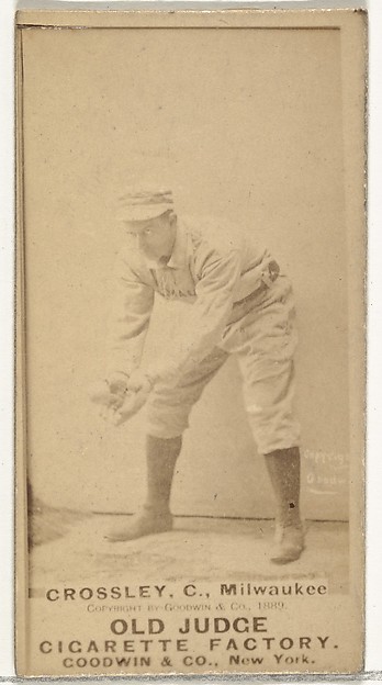 William C. Crossley, Catcher, Milwaukee, from the Old Judge series (N172) for Old Judge Cigarettes